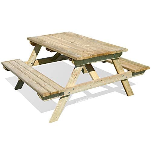 Image of LARGE PUB PICNIC BENCH TABLE - 8 SEATER 6FT WOODEN GARDEN OUTDOOR FURNITURE BY WESTMOUNT LIVING