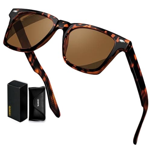 Image of KANASTAL Brown Sunglasses Womens Polarised Mens Tortoiseshell Square Acetate Retro Vintage Classic UV400 Protection Driving Outdoor - Leopard Frame Brown Lens