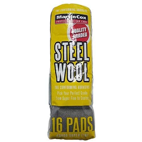 Image of Steel Wool Grade 0000 Martin Cox 16 Steel Wire Wool Pads for Cleaning, Finishing and Polishing Metal, Wood and Automotive Bodywork