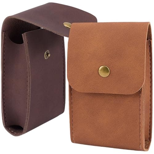 Image of CALFOVERA 2 Colors PU Leather Playing Card Case 2PCS Single Deck Leather Playing Card Holder Box Pouch Protector Multipurpose Compatible Wallet with Snap Button for Poker(Brown;Dark Brown)