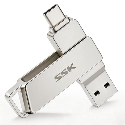 Image of SSK USB C Stick 128GB Memory Up to 200MB/s Dual Drive Type C + USB 3.2 Jump Flash Drive Memory Stick Compatible with Thunderbolt 3 for Android Phone, MacBook/Pro/Air and More