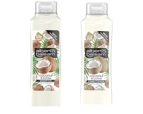 Image of Unilever Alberto Balsam Coconut & Lychee Shampoo and Conditioner Bundle (300ml) - Strengthening, Moisturizing, Invigorating