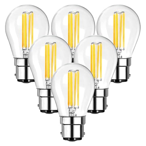 Image of Spacelumen B22 Dimmable Bayonet Light Bulbs 6W 60W Equivalent G45 Golf Ball Bulbs, Warm White 2700K, Vintage Led Edison Screw Bulb for Celling Fan Vanity Light & Pendant Light, 6-Pack