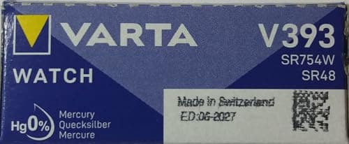Image of Varta V393 silver oxide non-rechargeable coin battery, 1.55V, 1 piece, SR48, 65 mAh