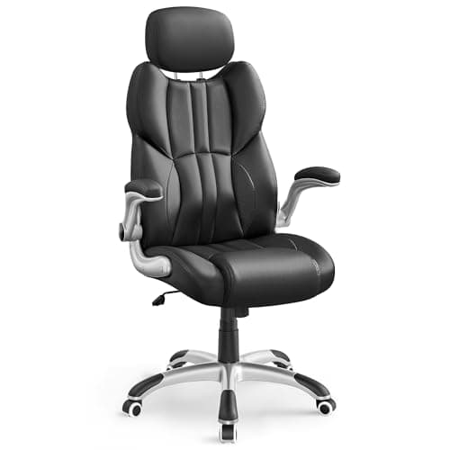 Image of SONGMICS Office Chair, Ergonomic Gaming Chair, Adjustable Headrest, Tilt Function, Foldable Armrests, Swivel Castors, Adjustable Height, E-sports Chair, Ink Black OBG65BKUK