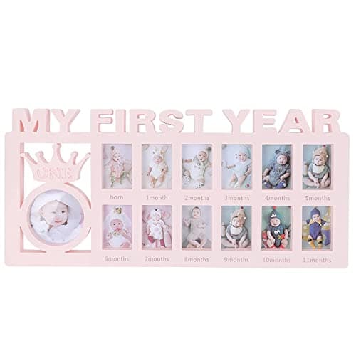 Image of My First Year Baby Photo Frame Baby Picture Frames Album Babies Hand and Footprint Kit Keepsake Frame 1-12 Months Collage Babies Photo Frames Multi Picture Display Kit Gift for New Mums and Dads