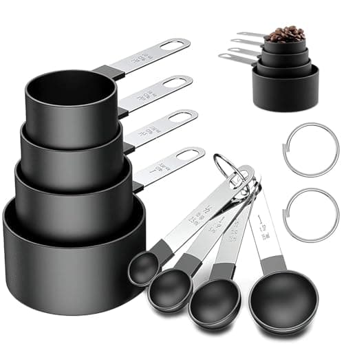 Image of 8 Piece Measuring Cups and Spoon Set 4 Measuring Cups / 4 Measuring Spoons Stackable Stainless Steel Handle for Measuring Dry and Liquid Ingredients