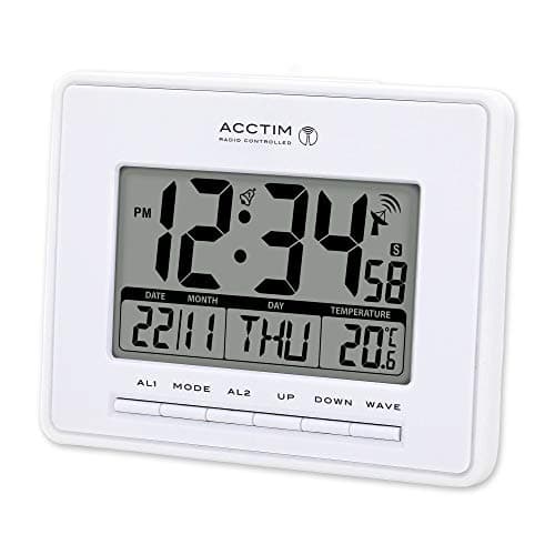 Image of Acctim Infinity 71952 Radio Controlled LCD Alarm Clock in White