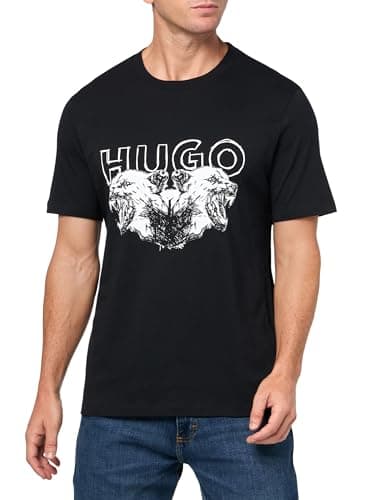 Image of HUGO Men's Big Logo Wolf Graphic T-Shirt, Black Carbon, Large