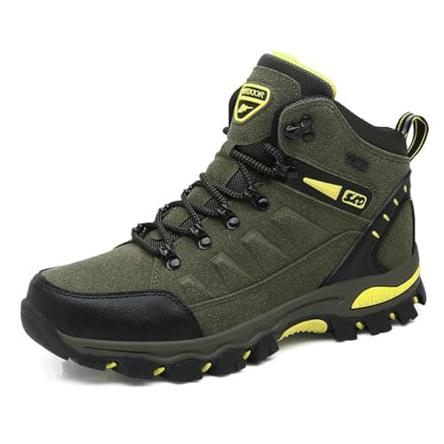 Image of VLOOKST Hiking Boots Mens Outdoor Non-Slip Lace-up Walking Trekking Shoes Sneaker for Climbing Backpacking Camping,8019 Army Green,8.5 UK