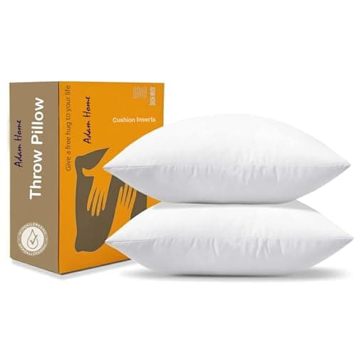 Image of Adam Home 2 Pack Cushion Inserts 50cm x 50cm (20" x 20" inches) Hypoallergenic Fluffy White Cushions Inner Bounce Back Hollowfibre Cushion Pads for Sofa