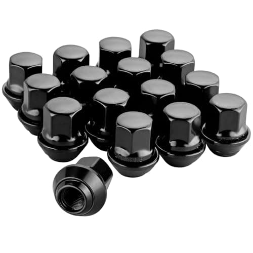 Image of eSynic Wheel Nuts Set for Ford Professional 16Pcs M12x1.5 Wheel Nuts 19mm Hex Locking Nut Bolts Black Mild Steel Taper Washer for Ford Focus Fiesta Mondeo Kuga KA etc