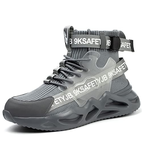 Image of Nasogetch Safety Shoes Men Women Work Boots with Steel Toe Cap Trainers Lightweight Breathable Comfortable Work Shoes Grey UK 10 (Label Size 44)