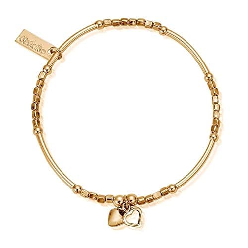 Image of ChloBo Gold Plated Mini Noodle Cube Double Hearts Bracelet GBMNC1068
