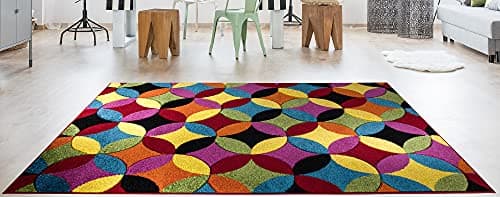 Image of SHAZ HOME Classic Designers Extra Large Multicoloured Rugs Colourful Rugs for Bedroom Living Room Soft Thick Floor Mat Door Mat (Circle Bright, 60x110 cm)