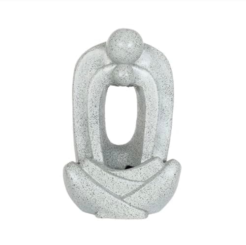 Image of Zen Meditation Garden Water Feature with LED Light – Self Contained Outdoor Fountain Statue, Stone Effect Resin Water Fountain for Garden, Patio & Balcony – Plug & Play Mains Powered (Contemporary Des