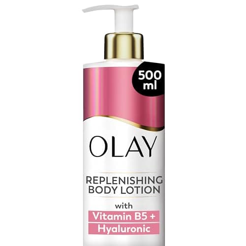 Image of Olay Hyaluronic Acid Replenishing Body Lotion, 24HR Moisturising Cream Full Body Skin Care, Replenishes Skin Moisture, Vitamin B5 B3, Glycerin, Smooth and Moisturised Skin, No Greasy Residue, 500ml