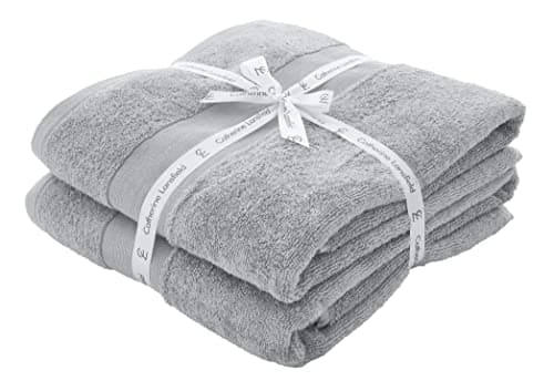 Image of Catherine Lansfield Bathroom Anti Bacterial 500 gsm Soft & Absorbent Cotton Bath Sheet Pair Silver Grey