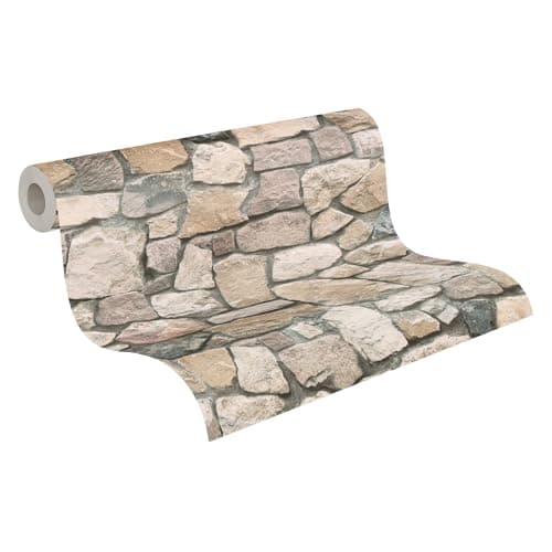 Image of A.S. Création Wallpaper Il Decoro Natural Stone Wallpaper 10.05 m x 53 cm Multicolored Cream Grey Made in Germany 692412 6924-12