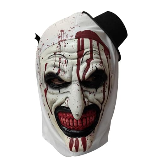 Image of KQLHLHDYZ Halloween Clown Mask, Creepy Clown Latex Mask with Headscarf, Full Head Clown Joker Masks, Scary Halloween Mask for Halloween Cosplay Costume Props