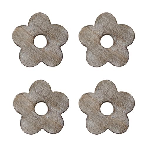 Image of Sass & Belle Wooden Brown Flower Coasters - Set of 4