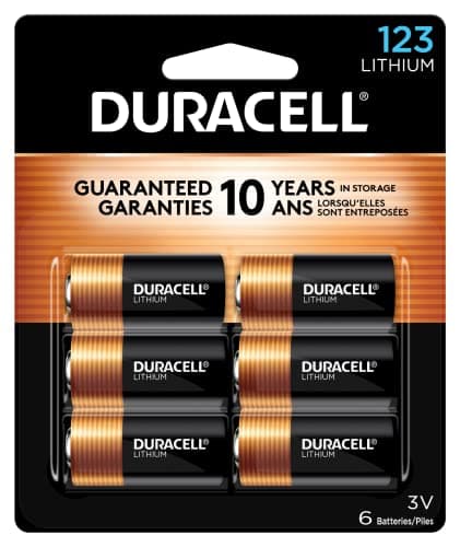 Image of Duracell CR123A 3V Lithium Battery, 6 Count Pack, 123 3 Volt High Power Lithium Battery, Long-Lasting for Home Safety and Security Devices, High-Intensity Flashlights, and Home Automation