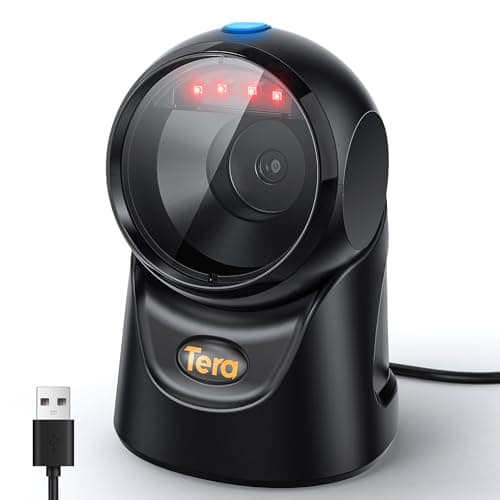 Image of Tera Barcode Scanner Platform Omnidirectional: 1D 2D QR Code Desktop Reader Handsfree USB Wired Adjustable Angle, Plug and Play for POS Supermarket, Warehouse, Retail Store, Hospital 9700, Black