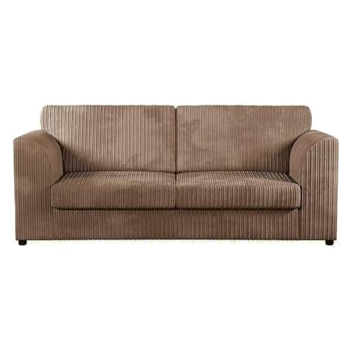 Image of Sofa Snug 3 Seater Jumbo Cord Corner Sofa Full Back Soft Fabric with Modern Design for Living Room - Mocha