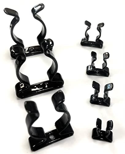 Image of 4 X Terry Tool Clips, Black Plastic-Coated, Spring Steel, 32mm Diameter