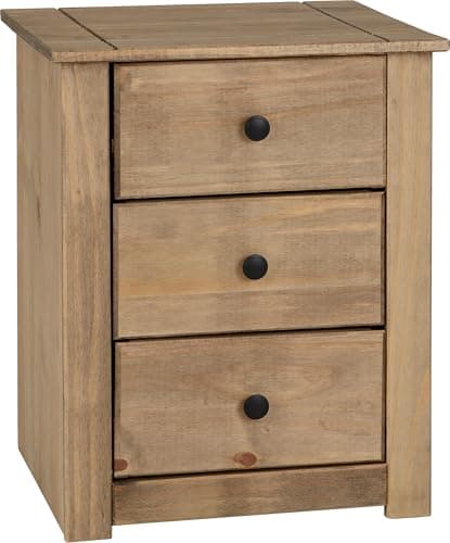 Image of Seconique Panama 3 Drawer Bedside in Natural Wax