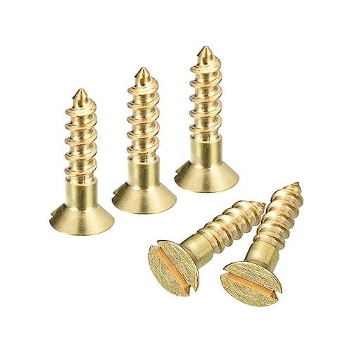 Image of sourcing map Brass Wood Screws, 30Pcs M3 x 12mm Slotted Drive Flat Head Self Tapping Screw Countersunk for Woodworking Furniture