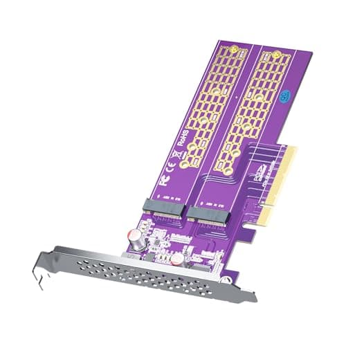 Image of ipolex Dual M.2 to PCIe X8 Adapter M.2 NVMe SSD to PCIe 3.0 X8 Host Controller Expansion Card, Support 22110/2280/2260/2242/2230 M.2 NVMe SSD, without PCIe bifurcation function