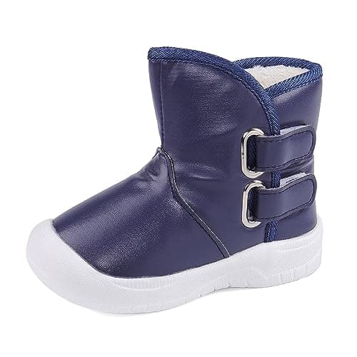 Image of LACOFIA Toddler Boys Anti-Slip Rubber Sole Waterproof Winter Warm Snow Boots Navyblue 5