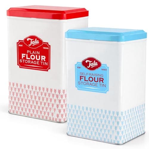 Image of WINSOME Flour Storage Container | Metal Flour Tin with Lid (18.5 x 9.2 x 12 cm) | Tight-Fit Lid Flour Jar That Keeps it Fresh & Clean (Plain & Self Raising Flour Storage Container)