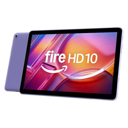 Image of Amazon Fire HD 10 tablet (newest gen), built for relaxation, 10.1" vibrant Full HD screen, octa-core processor, 3 GB RAM, up to 13-h battery life, (2023 release), 32 GB, Lilac, with adverts