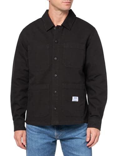 Image of HUGO Men's Cotton Canvas Patch Pocket Overshirt, Black Jade, Medium