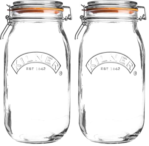Image of Kilner 2 Litre Round Glass Clip Top Preservation Storage Jar (Pack of 2)