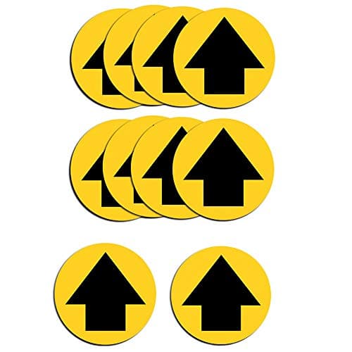 Image of Belons 10 Pack Social Distancing Floor Sticker 12 Inch Arrow Direction Floor Decals Markers Safety Signs Sticker, Self Adhesive, 30 x 30 CM