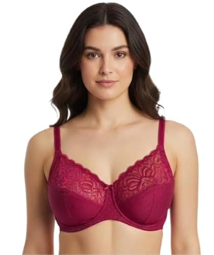 Image of Ex Premium Store Marks Fuller Large Bust Underwired Non Padded White Amelia Full Cup Bra F to J Cup (UK, Cup & Band, F, 30, Raspberry Pink)