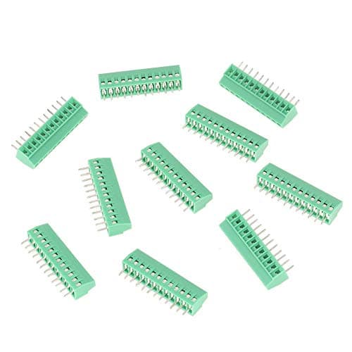 Image of Nikou 10pcs Terminal Block Connector PCB, 12 Pin 2.54mm Pitch Green PCB Universal Screw Terminal Block Connector Straight PCB Board Kit