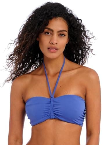 Image of Freya Women's Jewel Cove Bandeau Underwire Bikini Top, Plain Azure, 3 0FF US