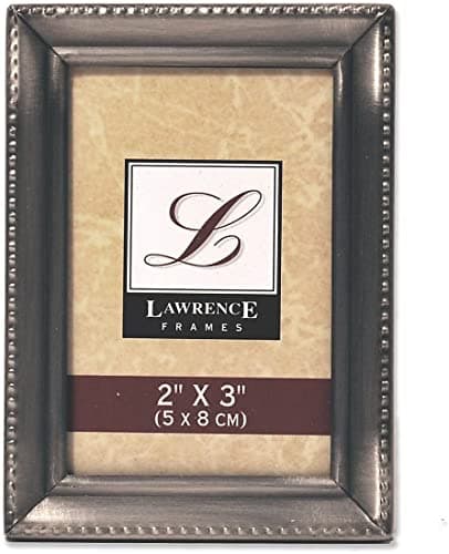 Image of Lawrence 11523 Antique Pewter 2x3 Picture Frame - Beaded Edge Design