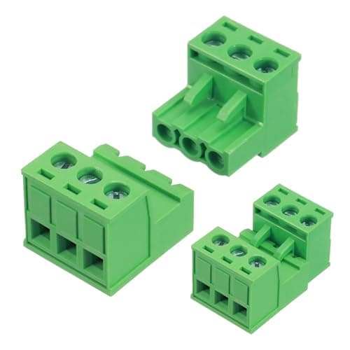 Image of sourcing map 4 Set 3 Pin 5mm 0.2 Inch Pitch PCB Mount Screw Terminal Block Connector Male Female, Green