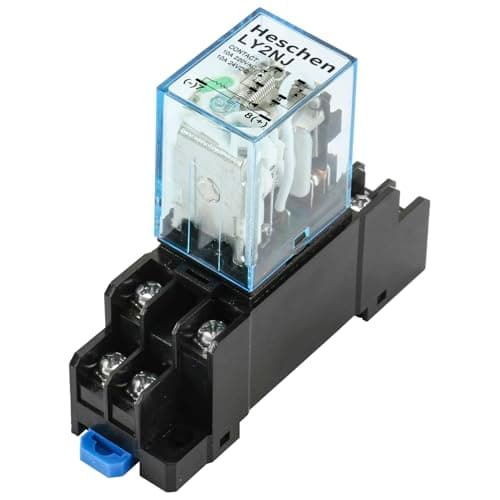 Image of Heschen Gereral Purpose Relay, LY2NJ, 12VDC Coil, 10A 24VDC/220VAC, DPDT, LED Indicator, with Socket Base