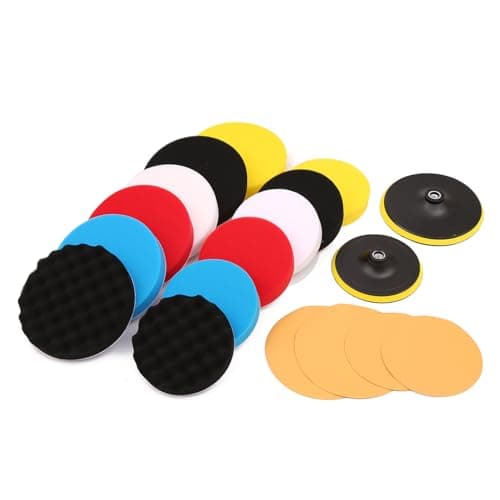 Image of KATSU Tools 18 Pieces 150mm 180mm Polishing Buffing Sponge Pads M14 Backing Discs Sandpaper Kit Self-adhesive for 5 Inch 6 Inch Car Buffer DA Dual Action Polisher Sanding Polishing Waxing