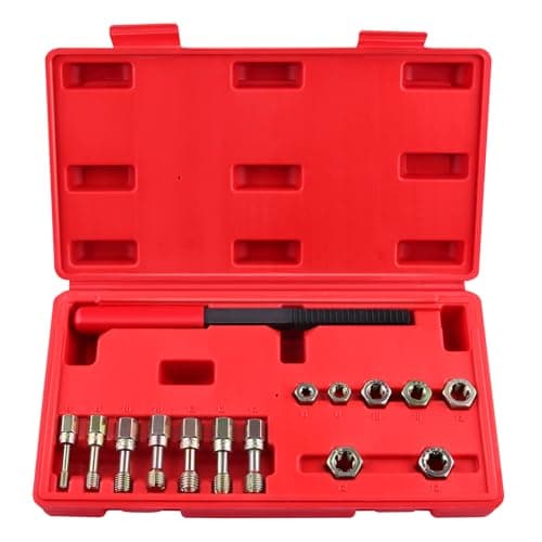 Image of LEONTOOL 15 Pieces Metric Thread Chaser Set, M6 M8 M10 M12 Thread Restorer Tool Includes 7 Taps 7 Dies 1 Thread File, Universal Thread Cleaner Tool Thread Rethreading Repair Kit for Damaged Thread