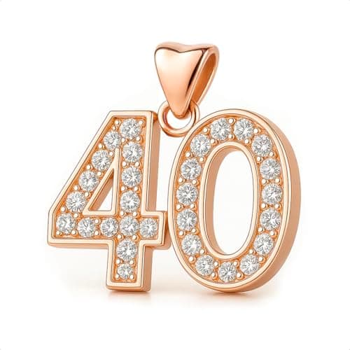 Image of 40 Charm Bead 925 Sterling Silver with Rose Gold for Pandora Moments Women's Charms Bracelet & Necklace - 40th Her Girls Women - Happy Birthday Gift Box