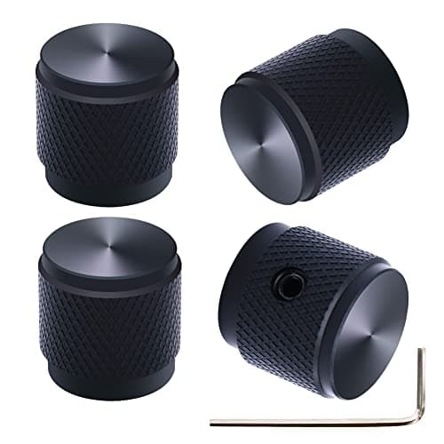 Image of mxuteuk 4pcs Black Guitar Knobs Aluminum Alloy Potentiometer Control Knob Volume Audio Electric Guitar Bass Knob Screw Type 17 x 16mm (d*h) KNOB-04-BK