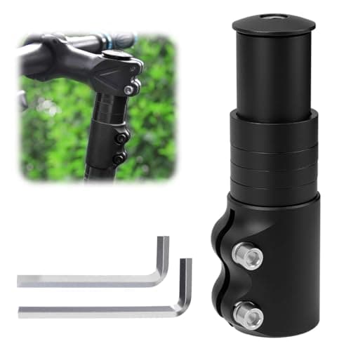 Image of RTDHO Bike Stem Riser 120mm Bicycle Handlebar Stem Extender for 1-1/8" 28.6mm Fork,Aluminum Alloy Bicycle Handlebar Raiser Adapter with Hex Keys for Mountain Bike MTB Road BMX Black
