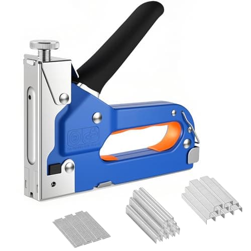 Image of 3 in 1 Staple Gun with 1200 Staples Heavy Duty Upholstery Stapler with Remover Adjustable for Wood Crafts Decoration DIY Carpentry Furniture